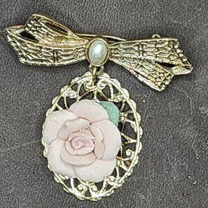 1928 Jewelry Company Rose Brooch with Floral Design